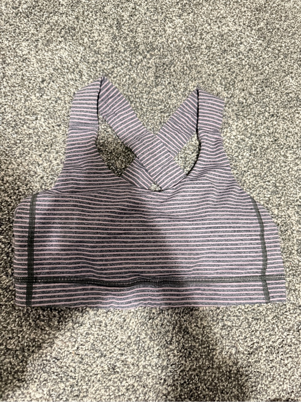 lululemon athletica Striped Crossback Sports Bra in Lavender and Charcoal